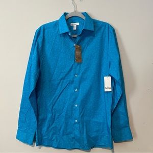 Bar III Slim Fit Blue Floral Organic Cotton Dress Shirt